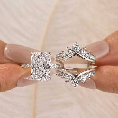 Radiant Cut Engagement Ring Or Enhancer Wedding Set In Sterling Silver