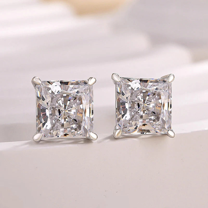 Classic Square Princess Cut Stud Earrings
