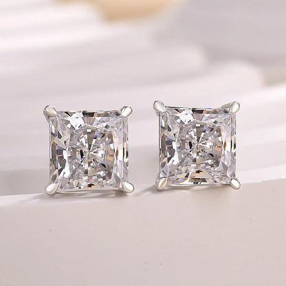 Classic Square Princess Cut Stud Earrings