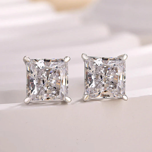 Classic Square Princess Cut Stud Earrings