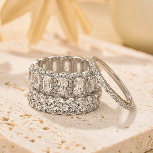 Cushion Cut 4PC Wedding Ring Set