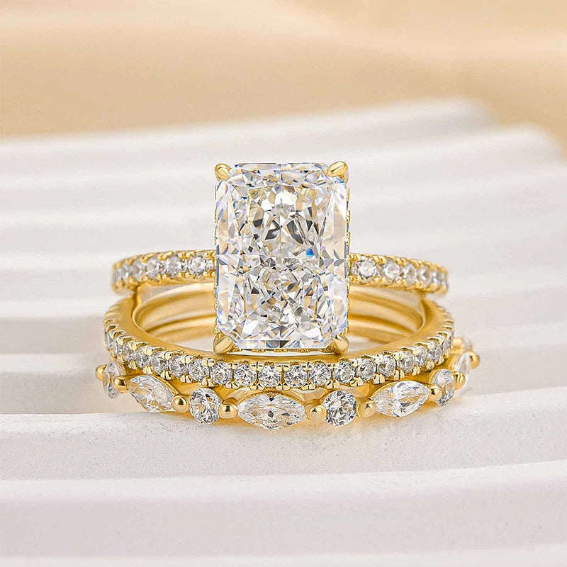 Radiant Cut 3PC Wedding Ring Set
