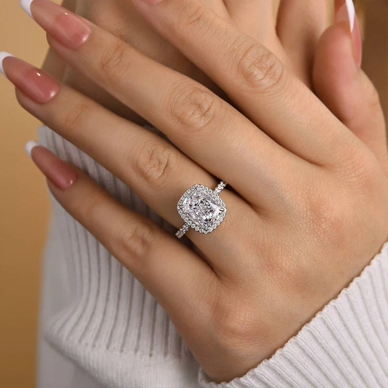 Luxurious Halo Cushion Cut Engagement Ring