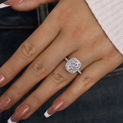 Luxurious Halo Cushion Cut Engagement Ring