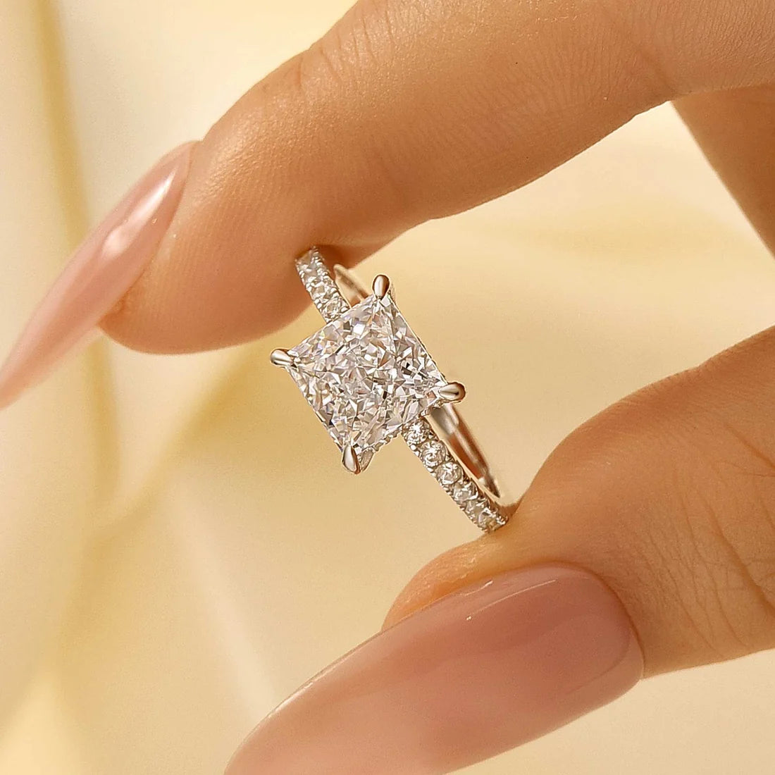 Princess Cut Sparkle Square Engagement Ring