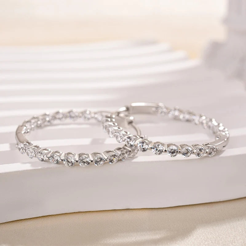Sparkle Round Cut Hoop Earrings