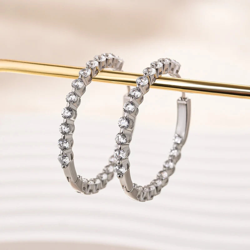 Sparkle Round Cut Hoop Earrings