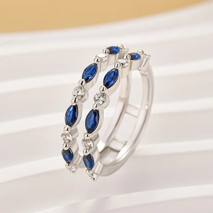 Blue & White Stone Insert Wedding Ring