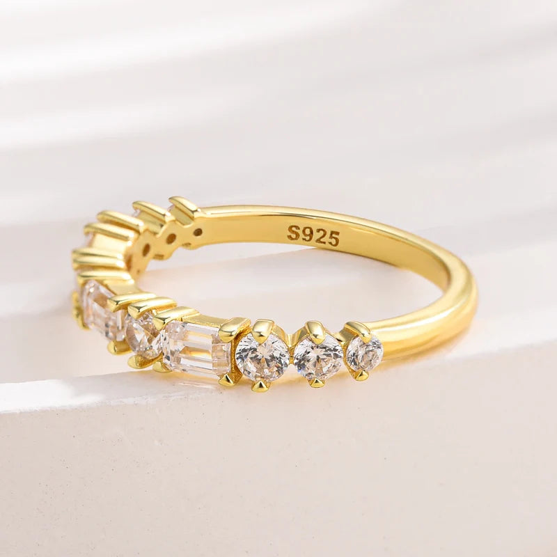 Yellow Gold Emerald & Round Cut Wedding Ring
