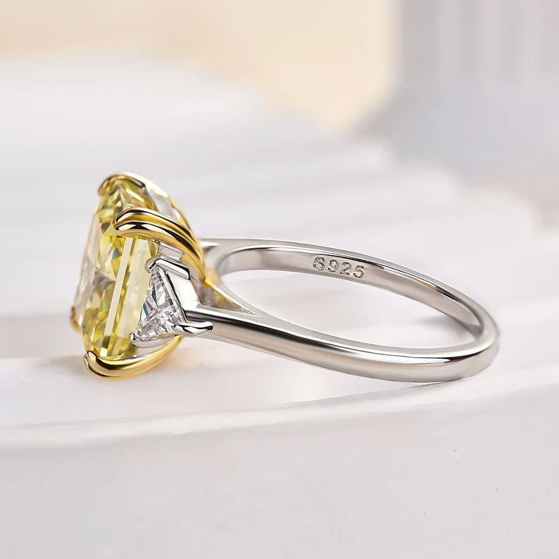 Radiant & Triangle Cut Yellow Stone Engagement Ring