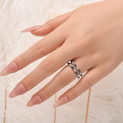 Blue & White Stone Insert Wedding Ring