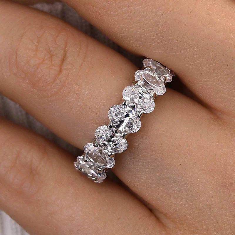 Oval Cut Eternity Wedding Band For Women