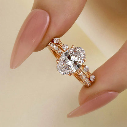 Attractive Oval Cut Bridal Wedding Ring Set