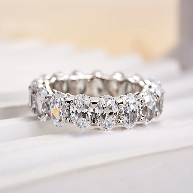 Oval Cut Eternity Wedding Band For Women