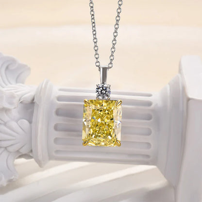 Elegant Yellow Sapphire Radiant Cut Pendant Necklace