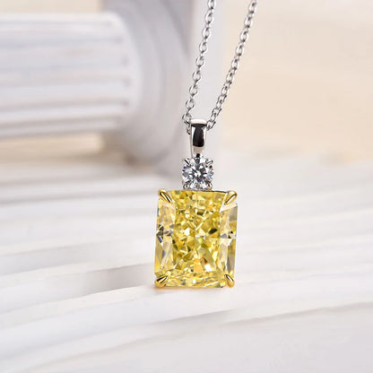Elegant Yellow Sapphire Radiant Cut Pendant Necklace