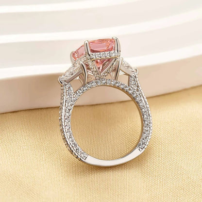 Radiant Cut Three Stone Hidden Halo Engagement Ring