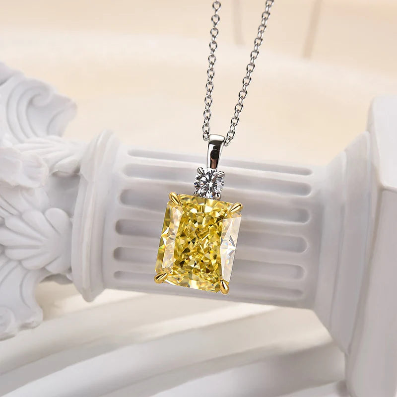 Elegant Yellow Sapphire Radiant Cut Pendant Necklace