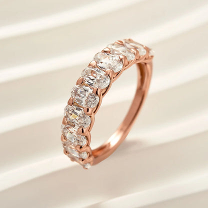 Oval Cut Half Eternity Wedding Ring