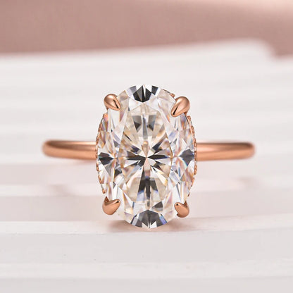 Oval Cut Hidden Halo Engagement Ring