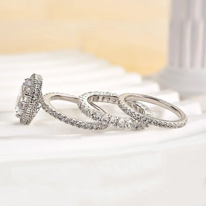 Exclusive Halo Oval Cut Wedding Ring Set