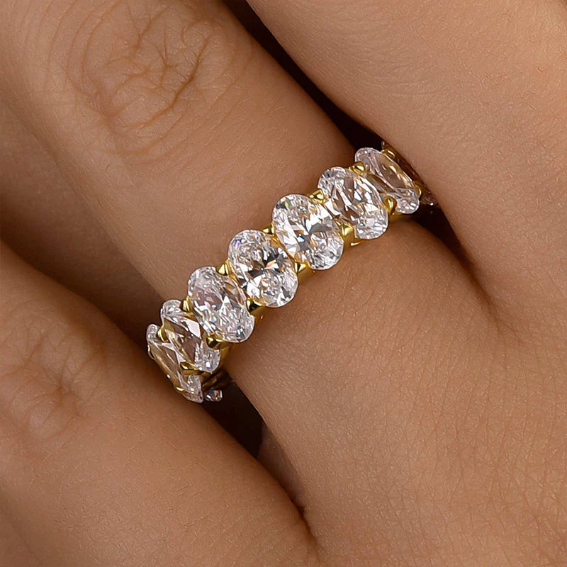Oval Cut Eternity Wedding Band For Women