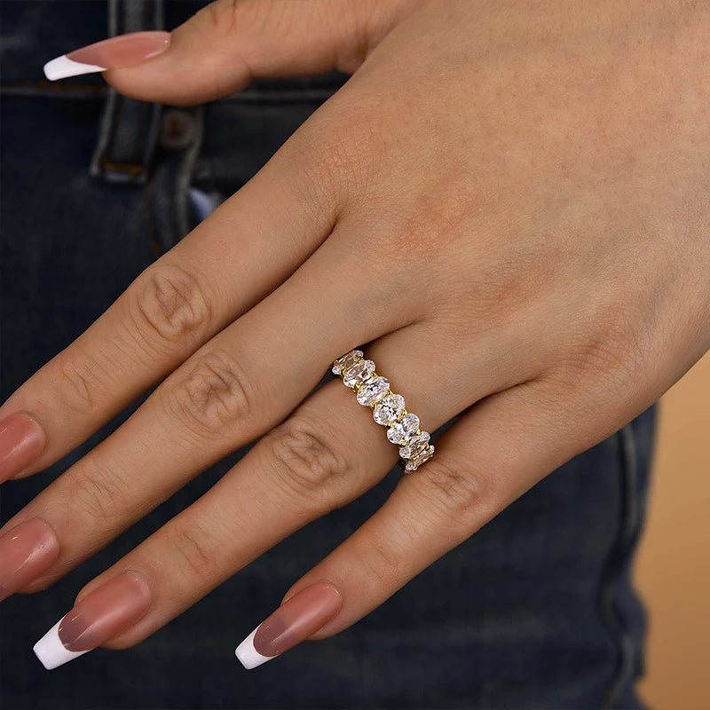 Oval Cut Eternity Wedding Band For Women