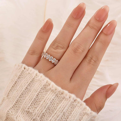 Oval Cut Half Eternity Wedding Ring