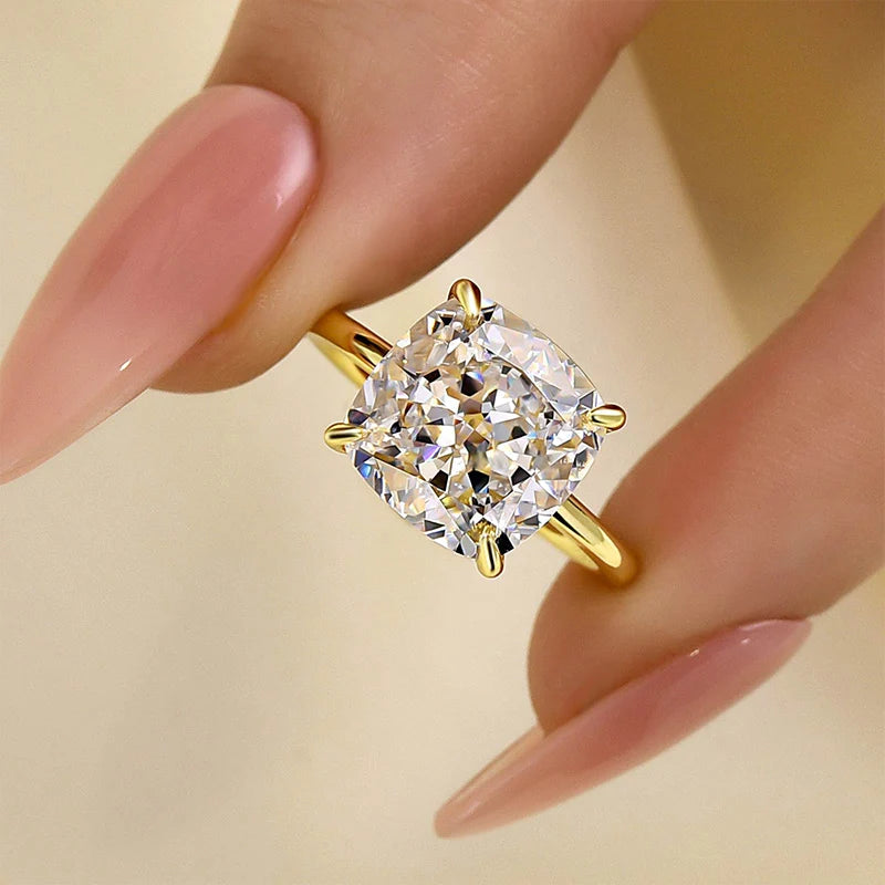 Cushion Cut Engagement Ring In Sterling Silver