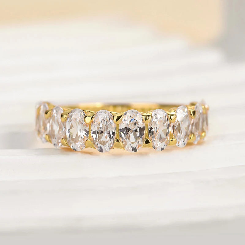 Oval Cut Half Eternity Wedding Ring