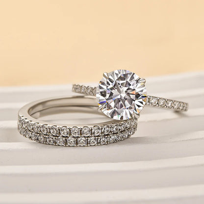 3PC Round Cut Wedding Ring Set