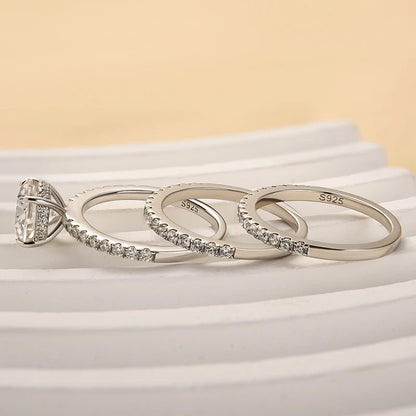 3PC Round Cut Wedding Ring Set