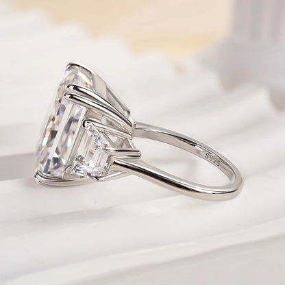 Crushed Ice Three Stone Engagement Ring