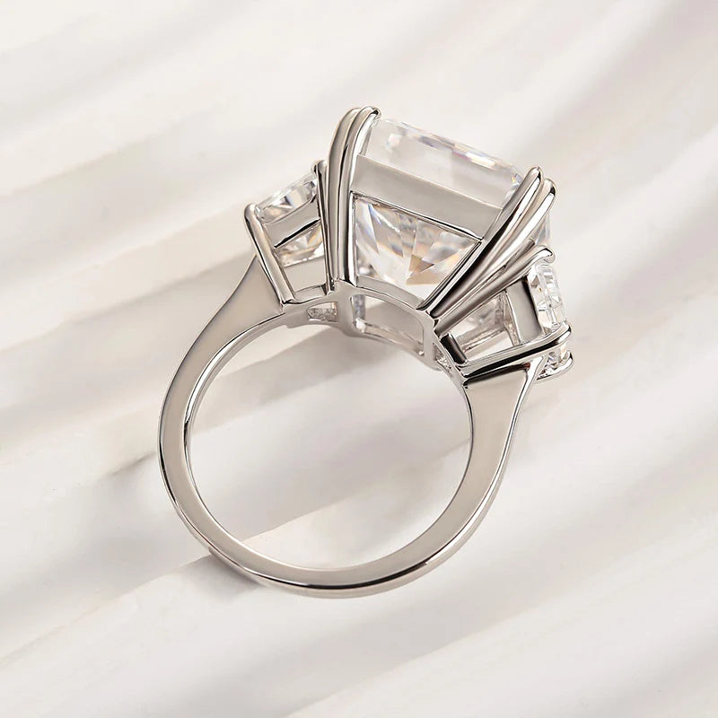 Crushed Ice Three Stone Engagement Ring