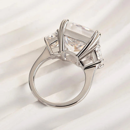Crushed Ice Three Stone Engagement Ring