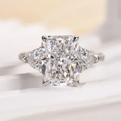 Pink & White Stone Radiant Cut Engagement Ring