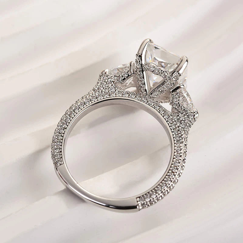 Pink & White Stone Radiant Cut Engagement Ring