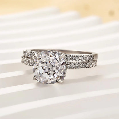 Cushion Cut White Sapphire Wedding Set