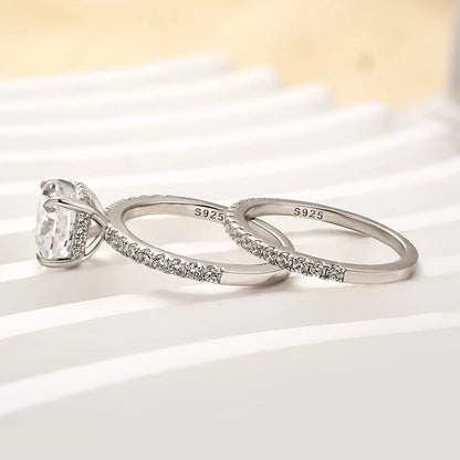 Cushion Cut White Sapphire Wedding Set