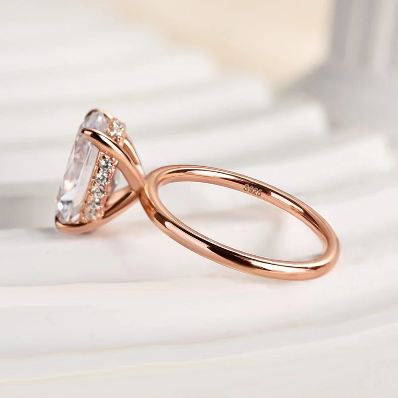 Oval Cut Hidden Halo Engagement Ring