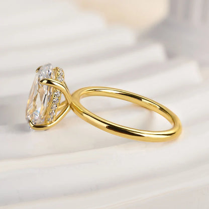 Oval Cut Hidden Halo Engagement Ring
