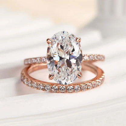Oval Cut Wedding Ring Set