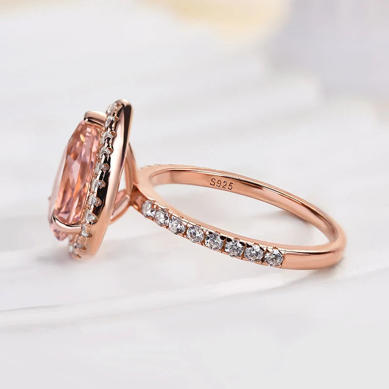 Rose Gold Halo Pear Cut Ring