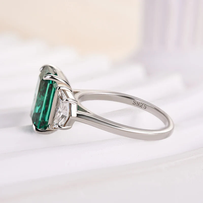 Paraiba Tourmaline Radiant Cut Three Stone Engagement Ring