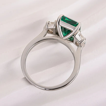 Paraiba Tourmaline Radiant Cut Three Stone Engagement Ring