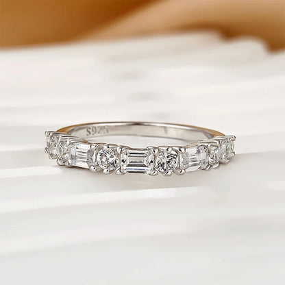 Yellow Gold Emerald & Round Cut Wedding Ring