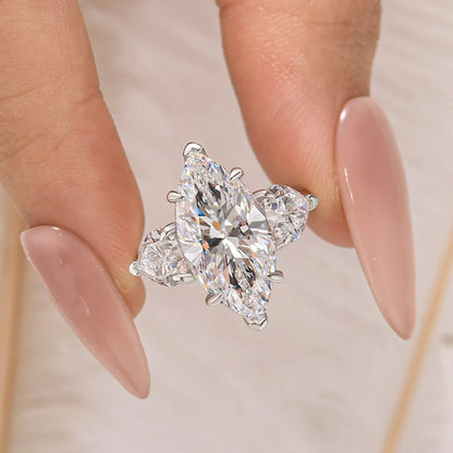 Marquise Cut Three Stone Engagement Ring