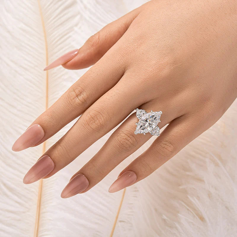 Marquise Cut Three Stone Engagement Ring