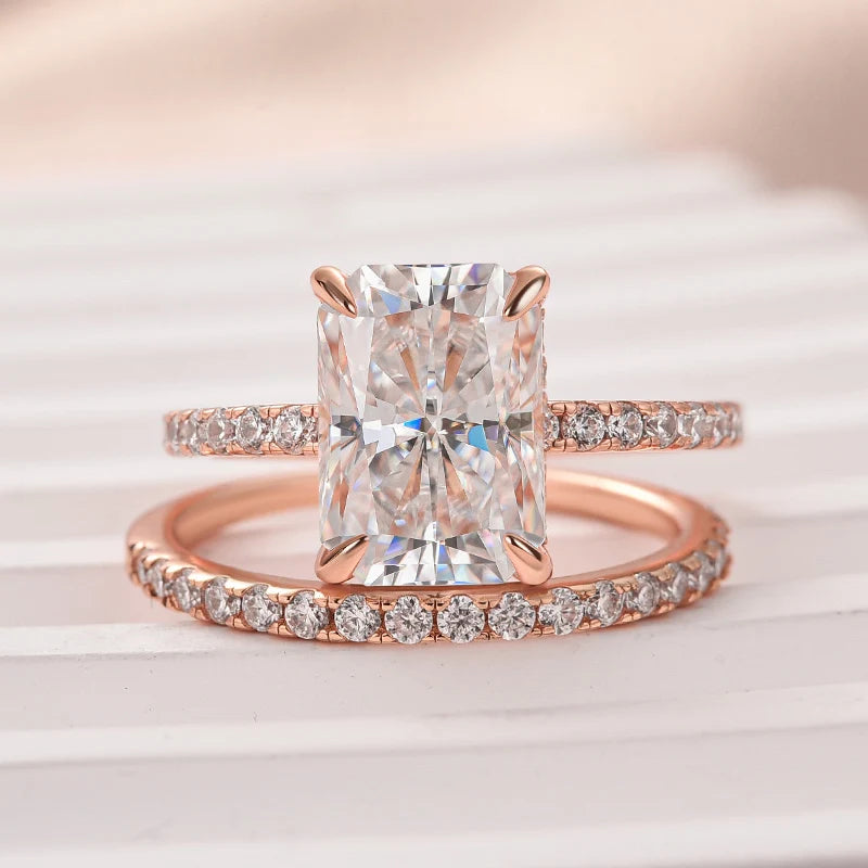 Moissanite Radiant Cut Wedding Ring Set
