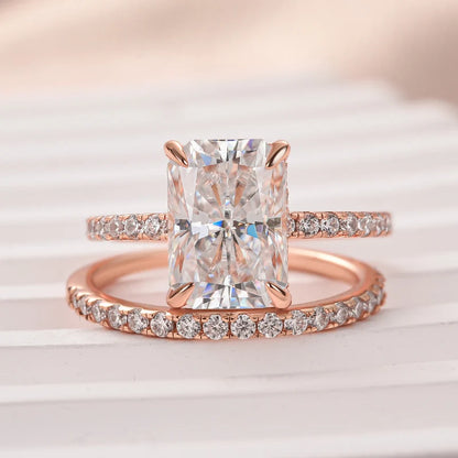 Moissanite Radiant Cut Wedding Ring Set